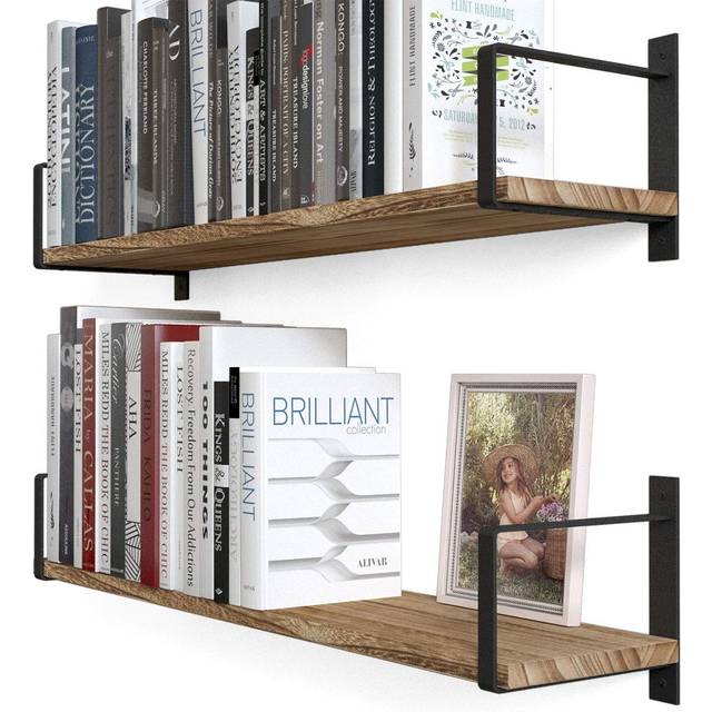 Wallniture Toledo Floating Shelves for Wall  Wall Shelf for Living Room Decor  Kitchen Organization  Bathroom Organizer  Shelves for Bedroom Burnt Set