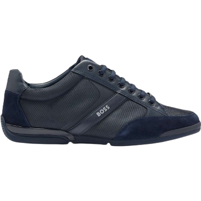 Men's BOSS Orange Saturn Mens Low Profile Mixed Material Trainers With Suede and Faux Leather NOS - Navy - Size: 12