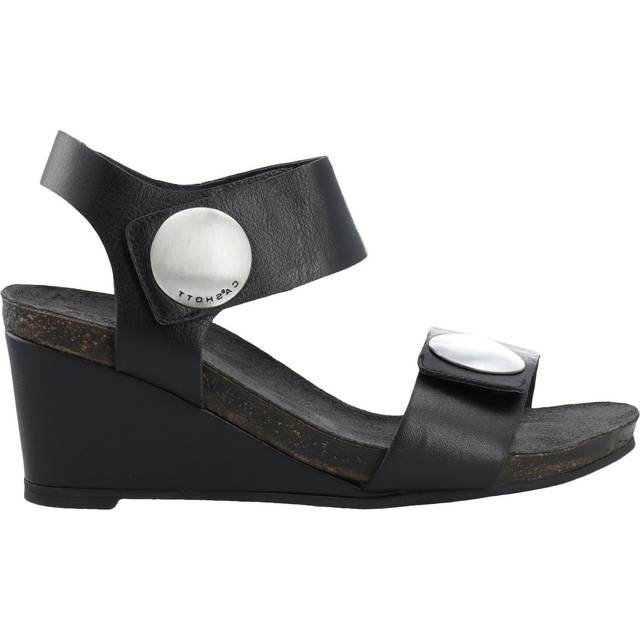 Cashott 61200369 CASALBERTA sandal sort skind med kilehæl