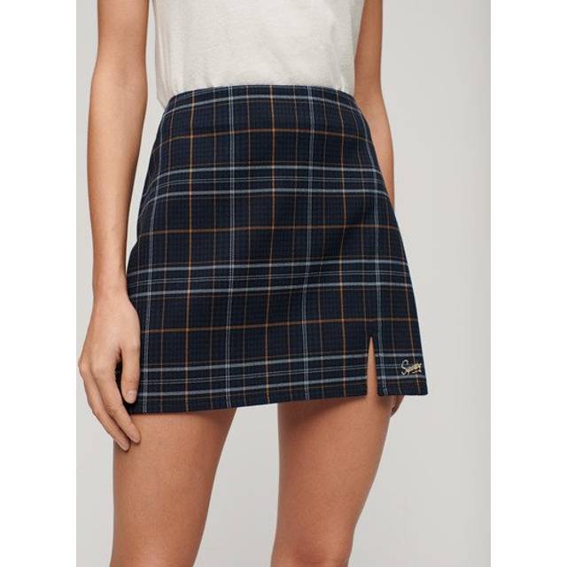 Superdry Damen Minirock mit Karomuster Schwarz - Größe: 44