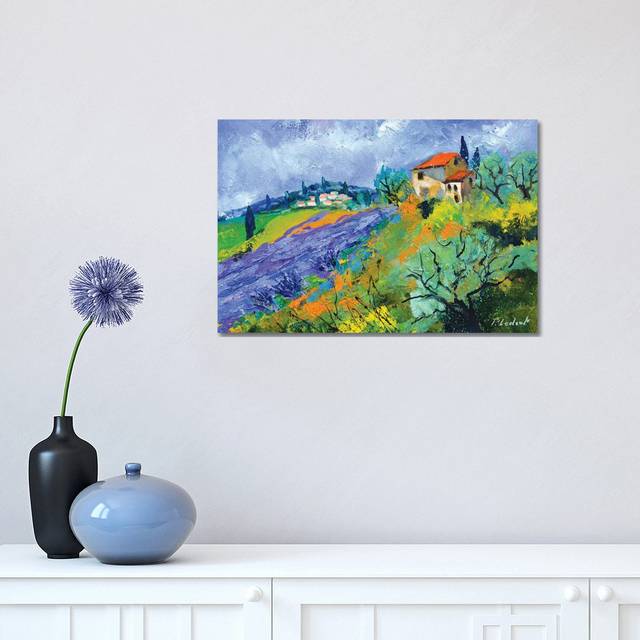 Lavender En Red Roof by Pol Ledent - Wrapped Canvas Art Prints (30.48 cm H x 45.72 cm W)
