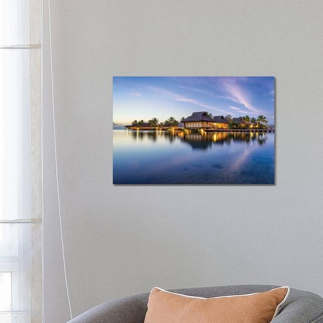Overwater Bungalows At A Luxury Beach Resort On Bora by - Wrapped Canvas (45.72cm H x 66.04cm W)