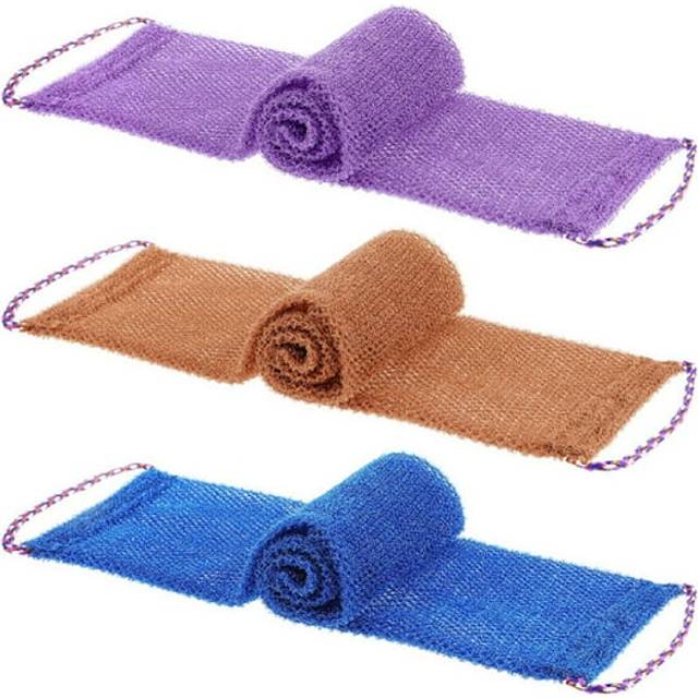 Dr.Pedi 3 Pieces African Net Sponge with Handles Long African Exfoliating Net Washcloth Bath Sponge Net Cloth Wash Net Body Back Scrubber for Shower L