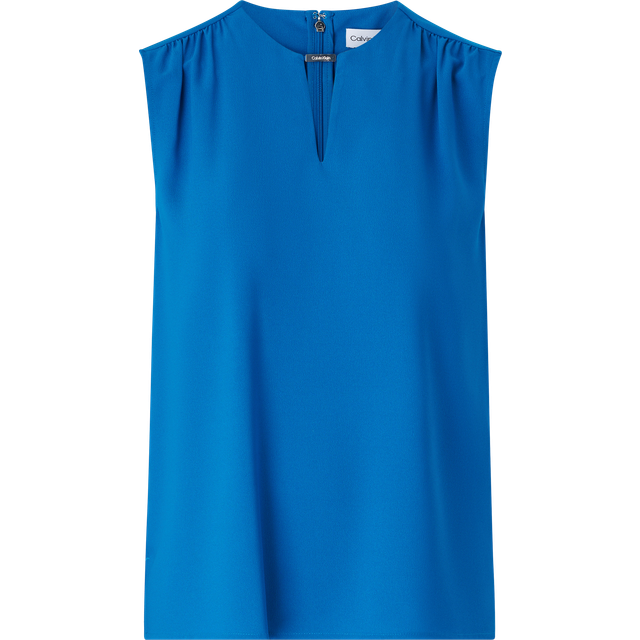 Calvin Klein - Blus Metal Bar Sleeveless Blouse - Blå