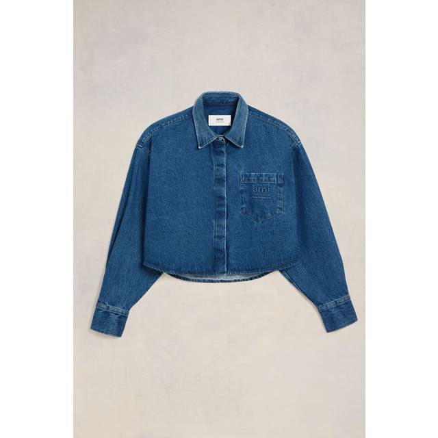 AMI Cropped Denim Shirt - XXL - Blue