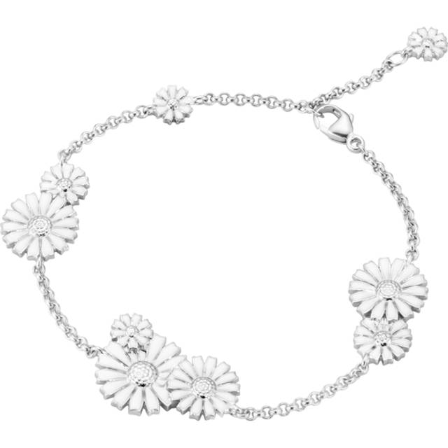 Georg Jensen Daisy armbånd sølv og hvid emalje