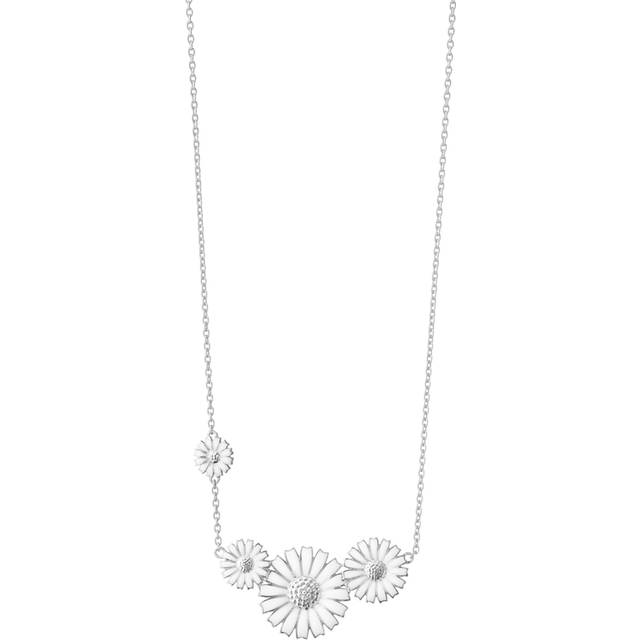 Georg Jensen Daisy halskæde sølv og hvid emalje