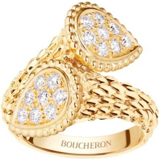 Boucheron Womens Yellow Serpent Boh&#232;me Toi Et Moi 18ct Yellow-gold and Diamond Ring 56mm - YELLOW