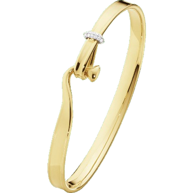 Georg Jensen 18K Yellow Gold Torun Diamond Bangle Bracelet