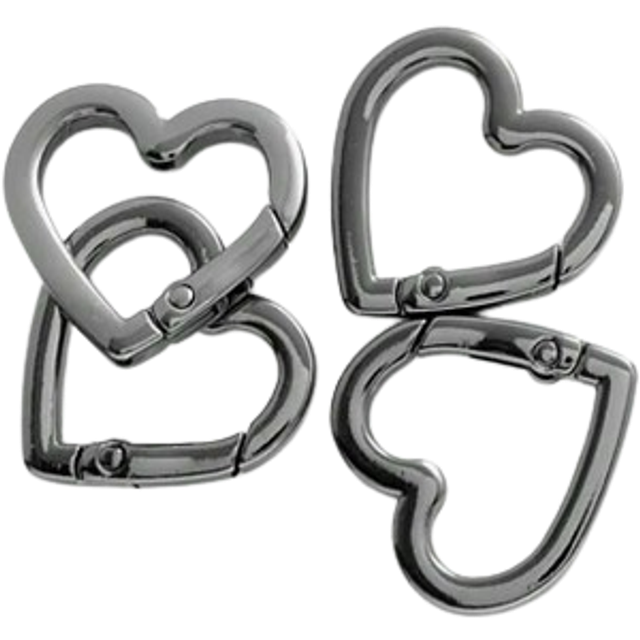 SHEIN 5pcs Metal Heart Shape Spring Clasps Openable Carabiner Keychain Bag Hook Buckle Accessories Carabiner Clip