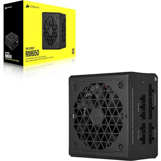 CORSAIR RM650 ATX 650W Fullt Modulärt Nätaggregat - 80 PLUS Gold-Certifierad - Lågbrus - Läge För Noll Varvtal - EU - Svart