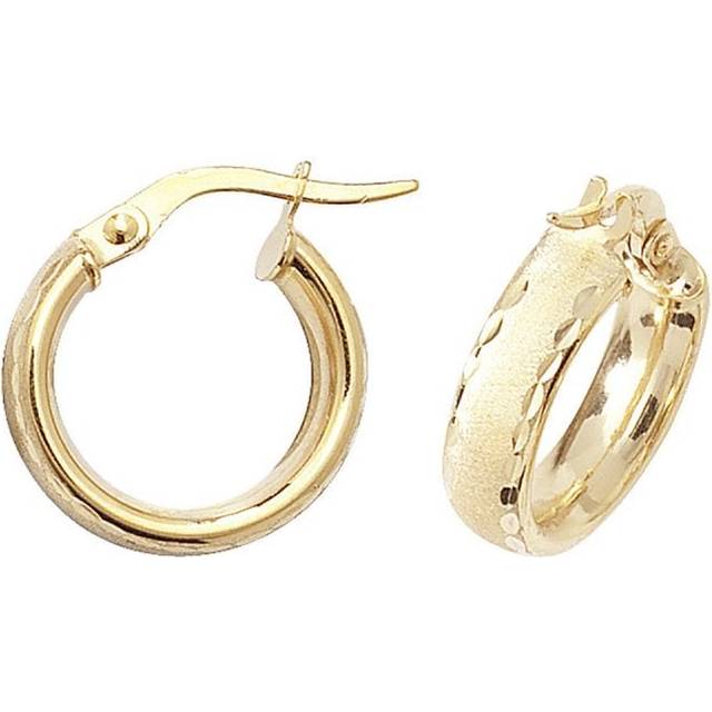 9ct Gold 10mm Diamond-Cut Hoop Earrings ER880