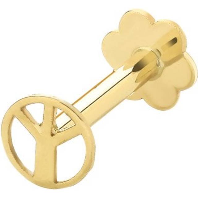 9ct Yellow Gold Peace Sign Cartilage Labret ES2051