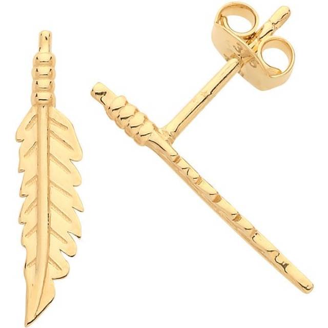9ct Gold Feather Stud Earrings ES1658