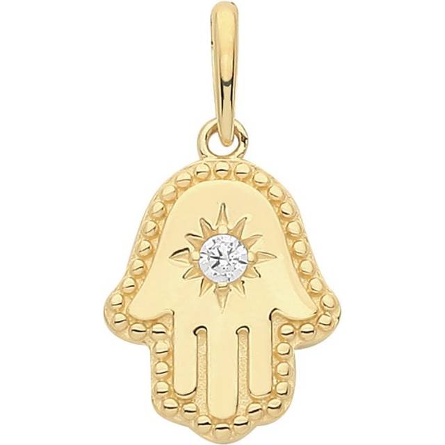 9ct Yellow Gold Hamsa Zirconia Pendant PN1281