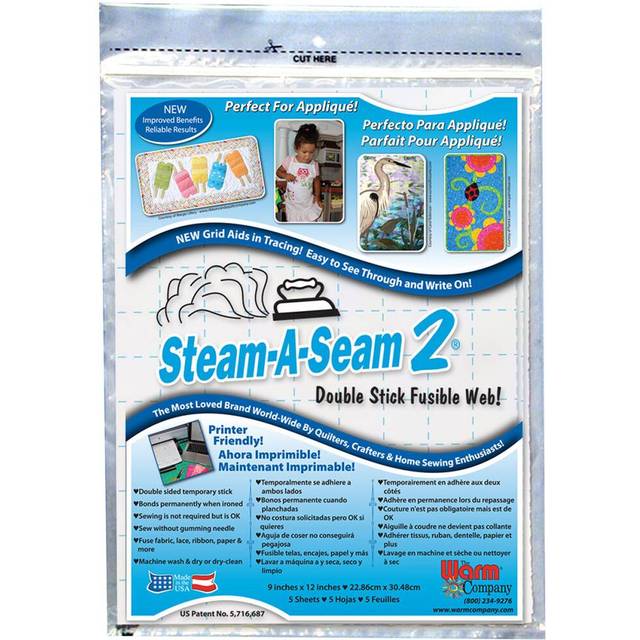 "Warm Company Steam-A-Seam 2 Fusible Web-9""X12"" 5/Pkg 5517"