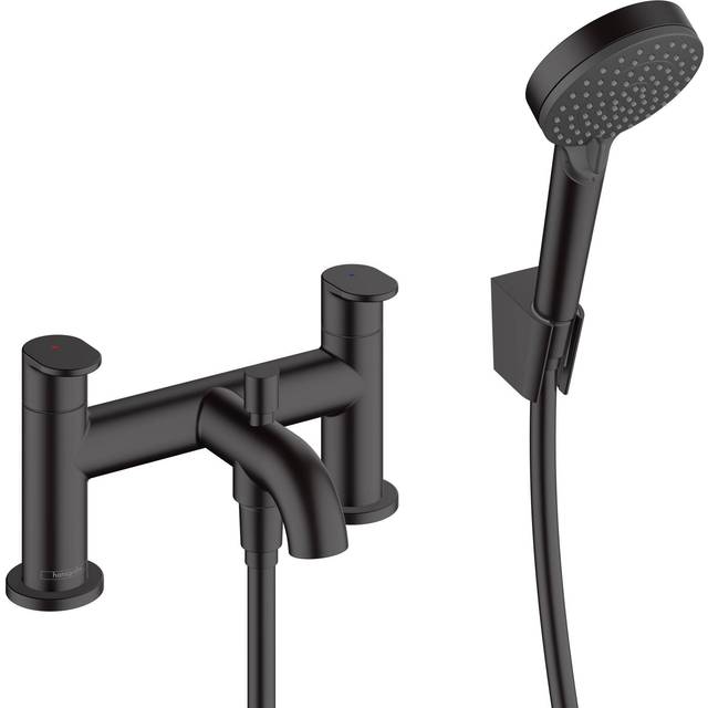 Vernis Blend Bathroom Bath Shower Mixer Tap Twin Lever Modern Black - Hansgrohe