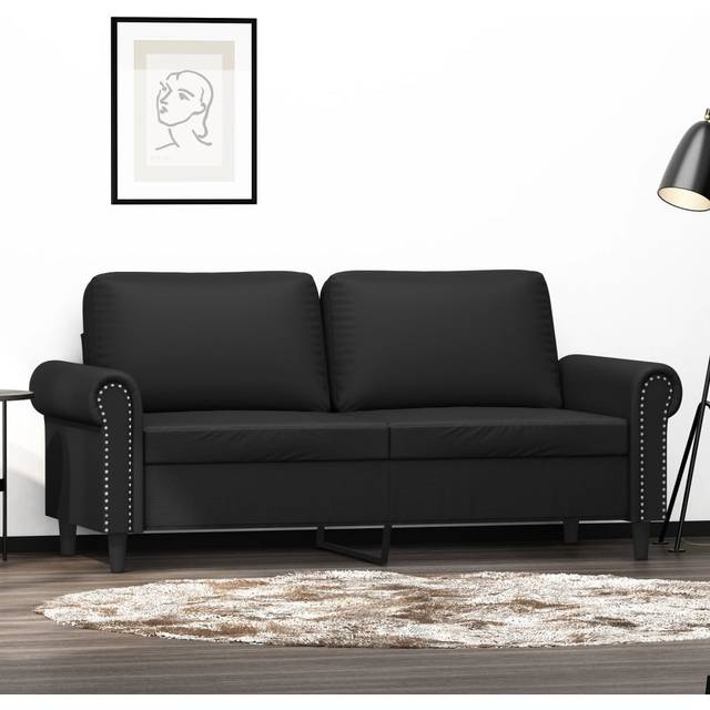2-sitssoffa svart 140 cm konstläder