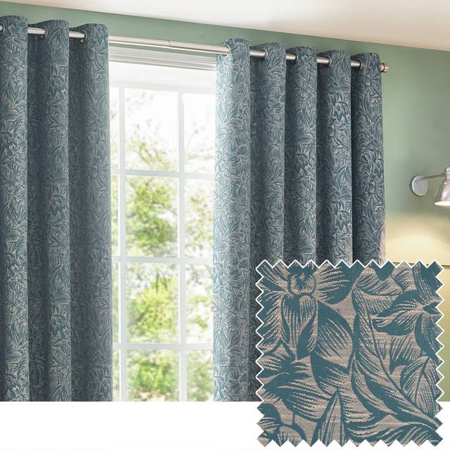 Wylder Grantley Jacquard Eyelet Curtains In Wedgewood 168 X 183Cm, Multi