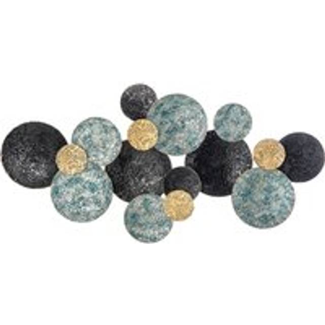 Homcom 3d Metal Wall Art Modern Circle Hanging Wall Sculptures Home Decor, Blue Black Gold