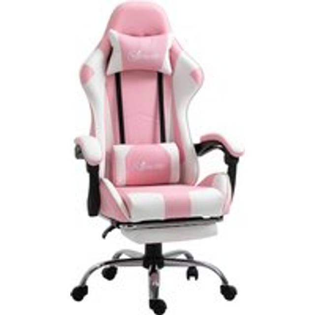 Vinsetto Racing Gaming Chair With Lumbar Support, Head Pillow, Swivel Wheels, High Back Recliner Gamer Desk Chair For Home Office, Pink