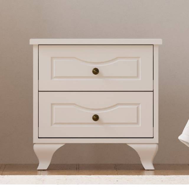 Evuhome - chloe 2 Drawer White Bedside Table