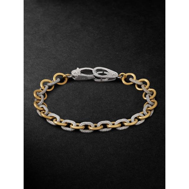 Foundrae - Midsized Mixed Link 18-Karat Yellow and White Gold Diamond Bracelet - Men - Gold