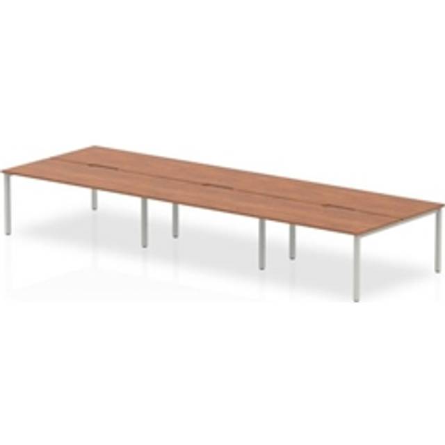 Evolve B2B Silver Frame Bench Desk 1600 Walnut (6 Pod) - BE287