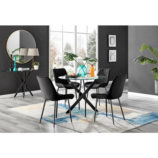 Furniturebox Arona Cesano 4 Seater Round Dining Set Black