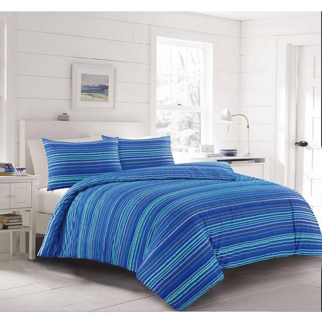 (Double) Leon Blue Stripe Duvet Cover Set Modern Fresh Bedding