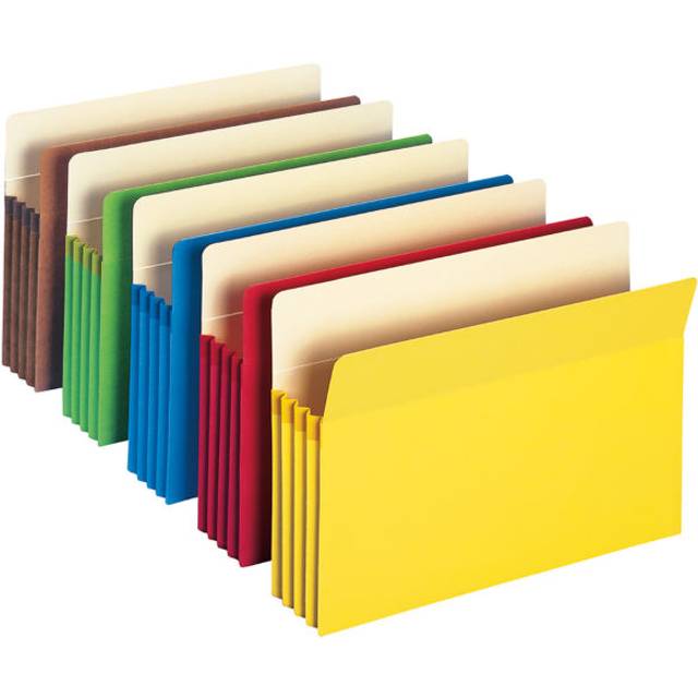 Smead 74892 3 1/2-Inch Exp Colored File Pocket Straight Tab Legal Asst 5/Pack