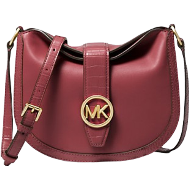 Gabby Small Dark Cherry Leather Foldover Hobo Crossbody Bag - Red