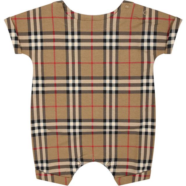 Burberry Archive Beige Ip Chk Lennox Check-print Stretch-cotton Romper 1-12 Months 6