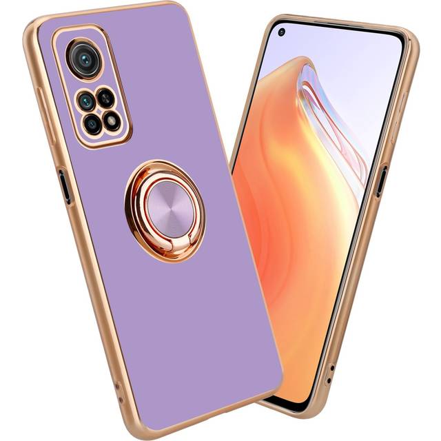 (Glossy Light Purple - Gold) Cadorabo Case for Xiaomi Mi 10T / Mi 10T PRO with ring Protective Cover made of flexible TPU silicone, with camera protec
