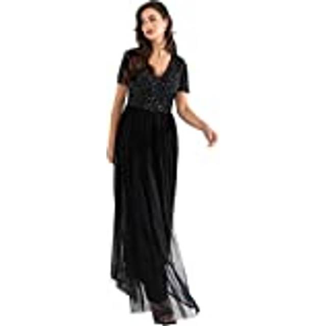 Maya Deluxe V-Neck Embellished Sequin Maxi Dress