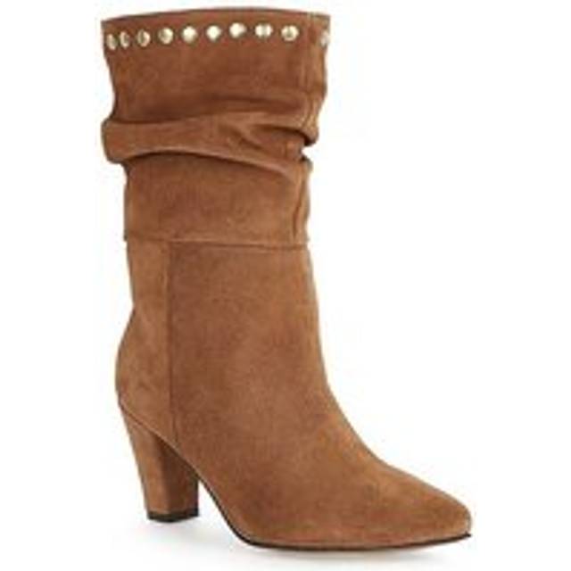 Kaleidoscope Tan Suede Studded Mid-Boots