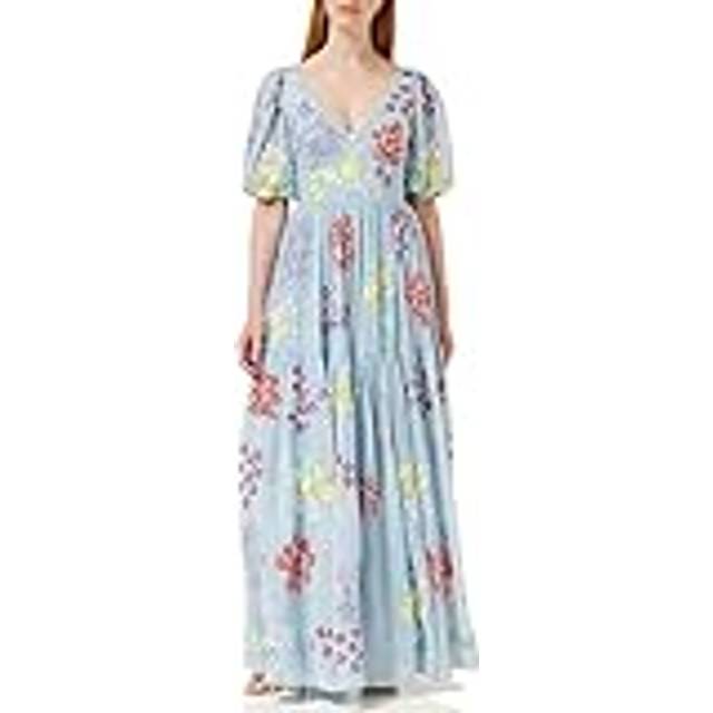 Maya Deluxe Floral Thigh Split Maxi Dress, Blue/Multi