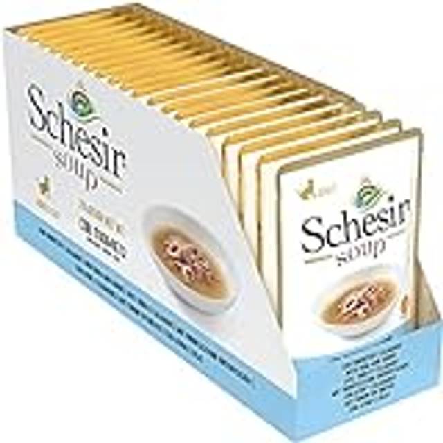 Schesir Cat Soup tonfisk med bläckfisk, kattmat soppa, 20 påsar x 85 g