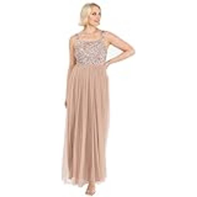 Embellished Strappy Maxi Dress - Taupe - 22