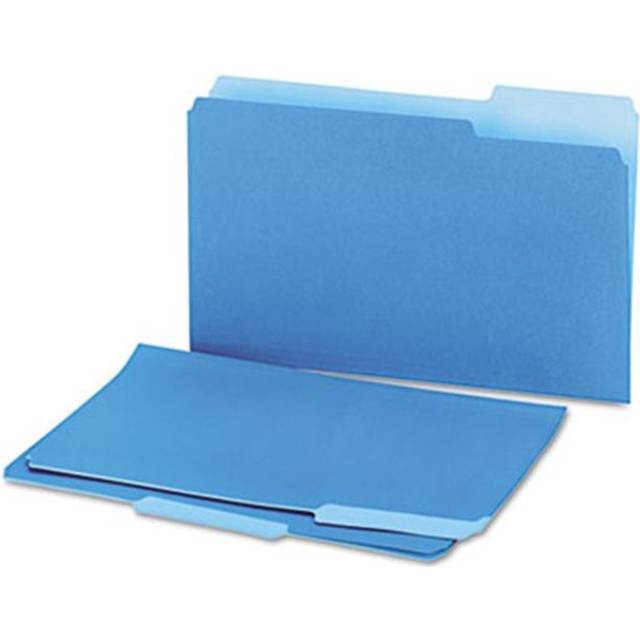 Recycled Interior File Folders, .33 Cut Top Tab, Legal, Blue, 100-Box