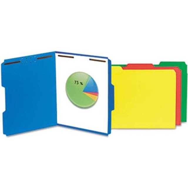 Manila Folders, 2 Fasteners, .33 Tab, Letter, Blue, 50-BX