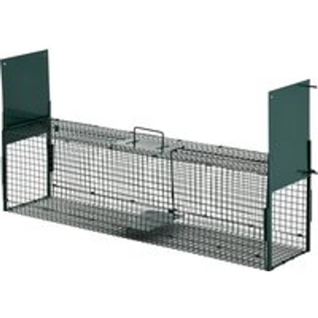 Pawhut 2-door Humane Live Trap For Small Animals, Animal Trap For Rat Mise Mink Rabbit Raccoon Gopher Squirrel, Dark Green