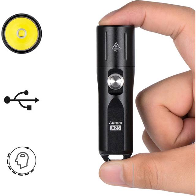 ROVYVON Aurora A23 Green+Blue Vials Compact 1000lm EDC Flashlight USB Rechargeable LED Keychain Light