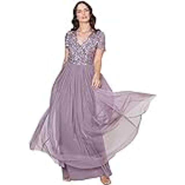 Maya Deluxe V-Neck Embellished Sequin Maxi Dress