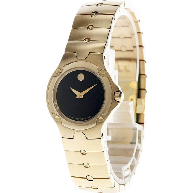 MOVADO Sport 26MM Quartz Black Museum Dial Gold Women's Watch 0604726 - 26 mm