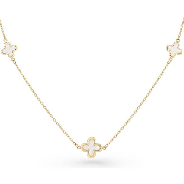 9ct Yellow Gold Mother of Pearl Clover Necklace - Gold/Yellow Gold/Pea