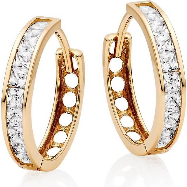9ct Yellow Gold Cubic Zirconia Hoop Earrings