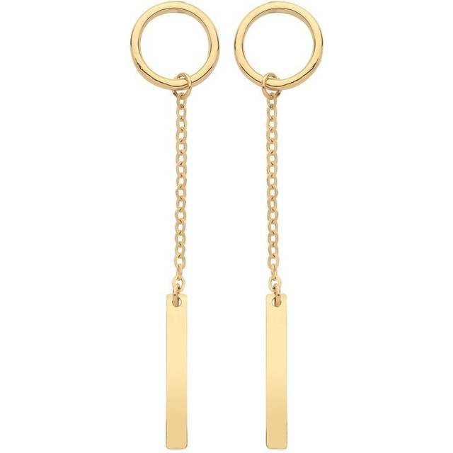 9ct Yellow Gold Circle and Bar Drop Earrings ES1649