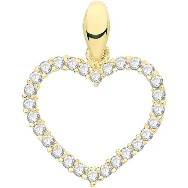 9ct Gold Zirconia Open Heart Pendant PN1254