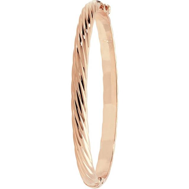 9ct Rose Gold Hinged Bangle with Diamond-Cut Design